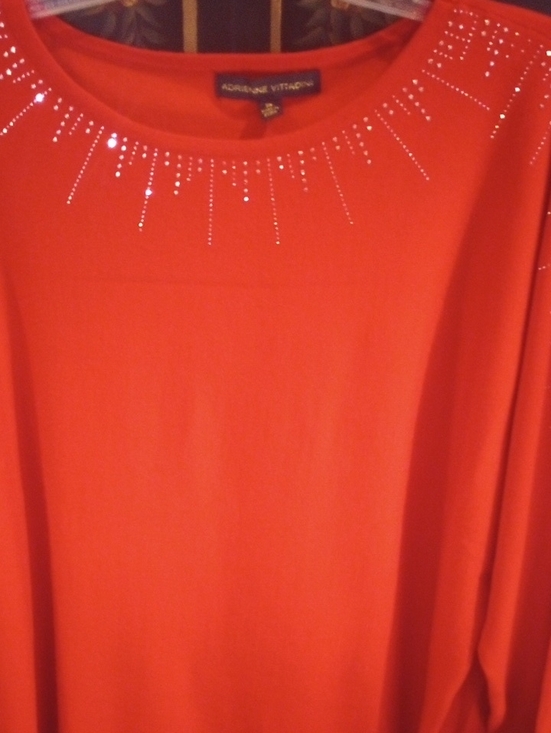 Adrienne Vittadini Sweaters - Adrienne Vittadini Red Sweater with Sparkling Neckline And Sides Of Arms